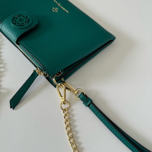 Nanette Lepore Francine Teal Green Pebbled Crossbody Wristlet - Picture 10 of 14